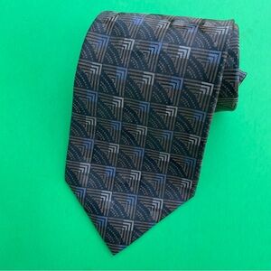 Robert Talbott tie best of class boc geometric abstract silk brown blue black 5